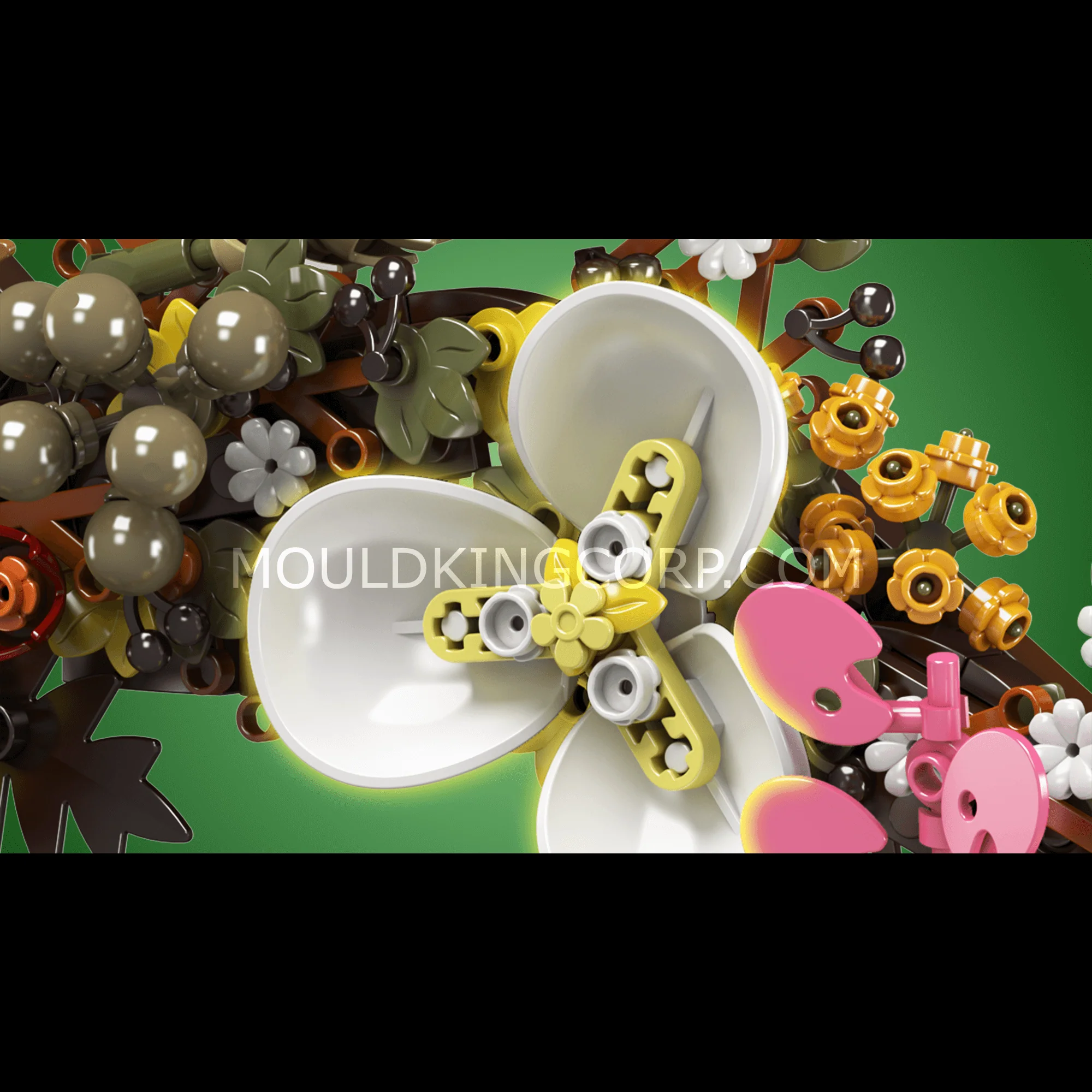 Mould King 10074 Christmas Dried Flower Wreath Building Set | 1,038 PCS - Image 2