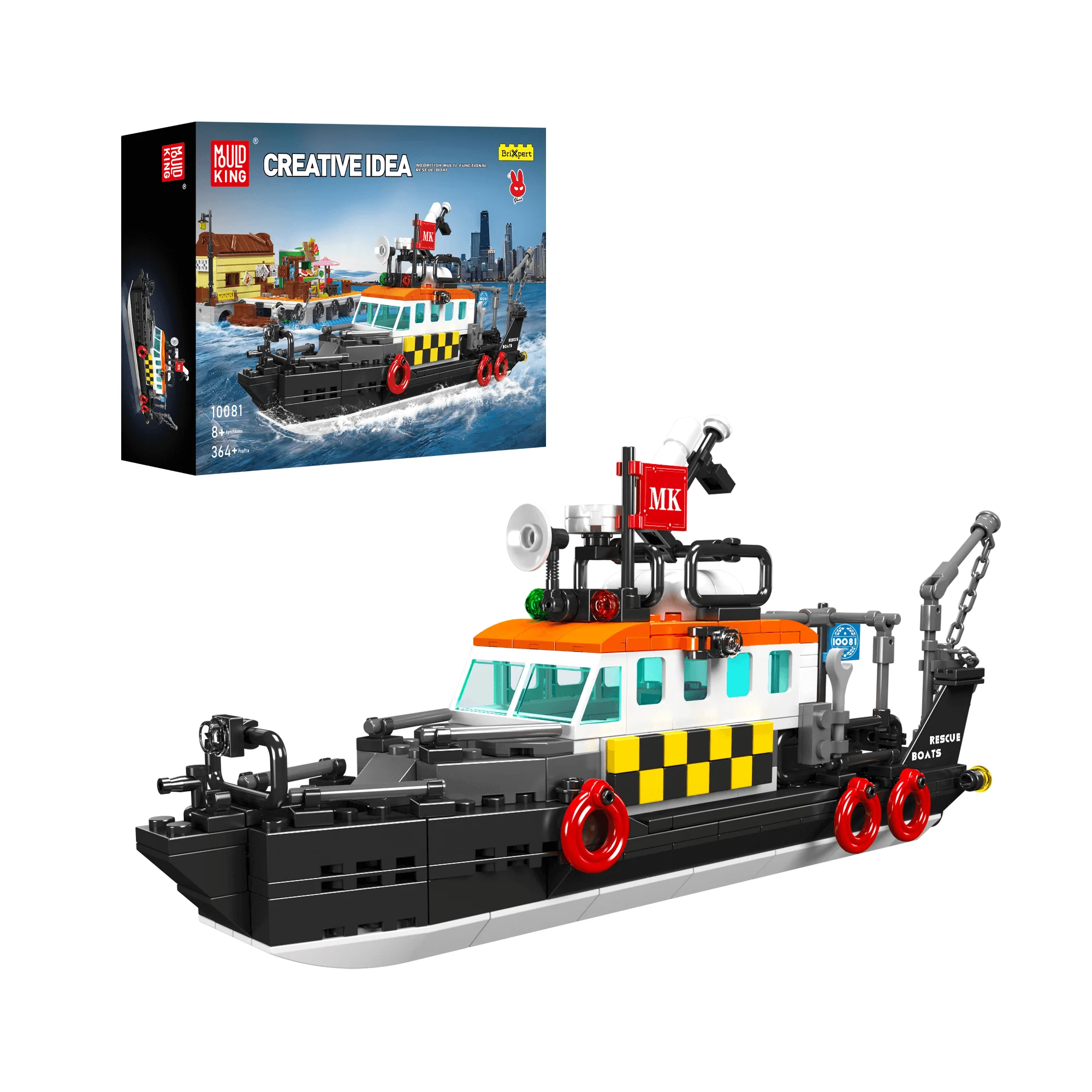 Mould King 10081 British Multi-functional Rescue Boat Building Set | 364 Pcs