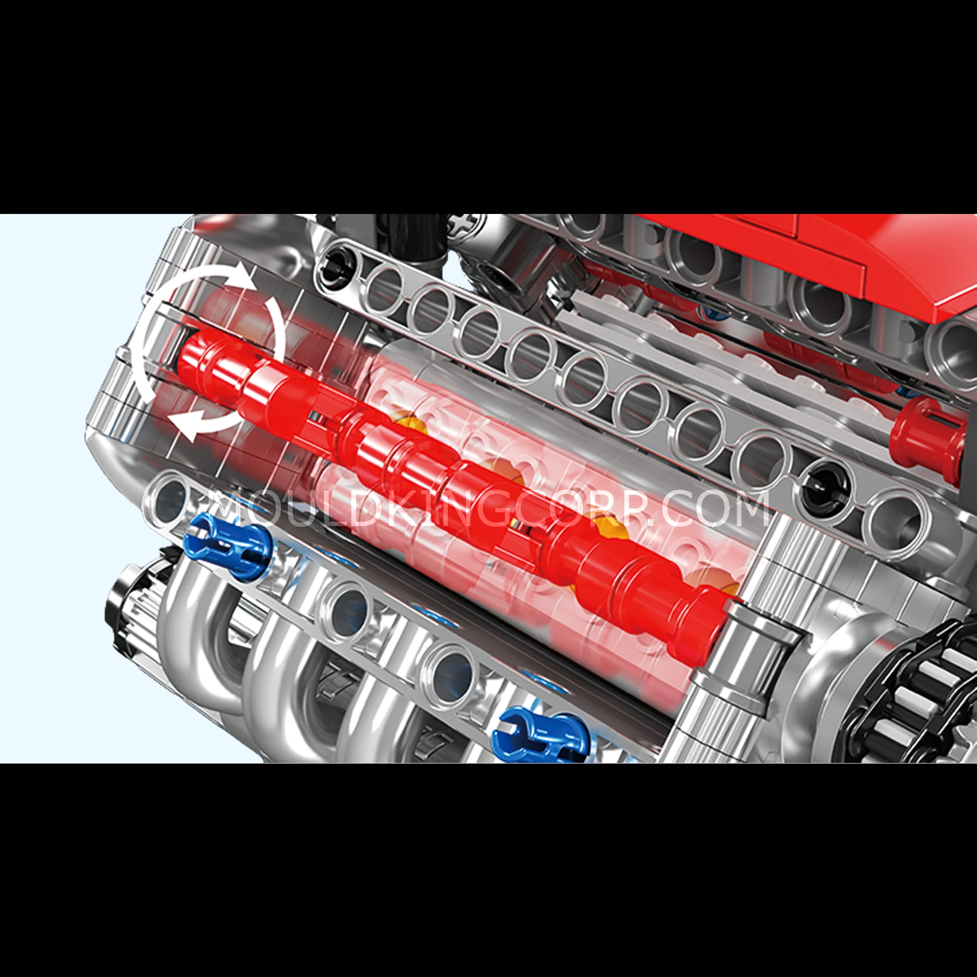 Mould King 10171 Chevy LSX454 Motorized V8 Engine Building Set | 487 Pcs - Image 2