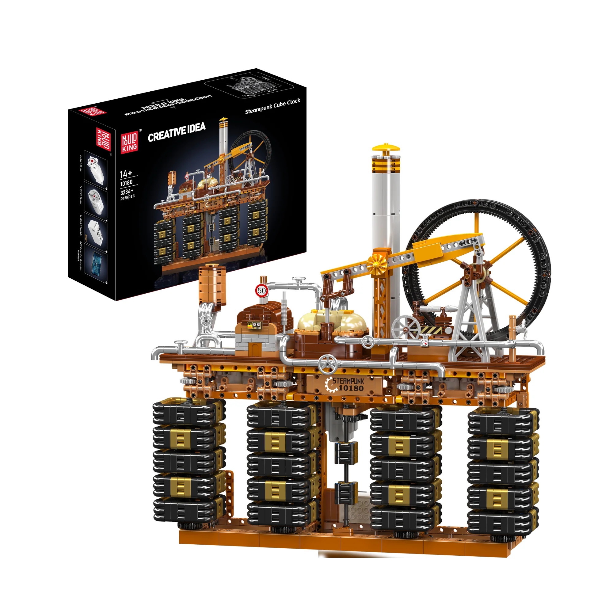 Mould King 10180 Steampunk Cube Clock Building Set | 3,234 Pcs