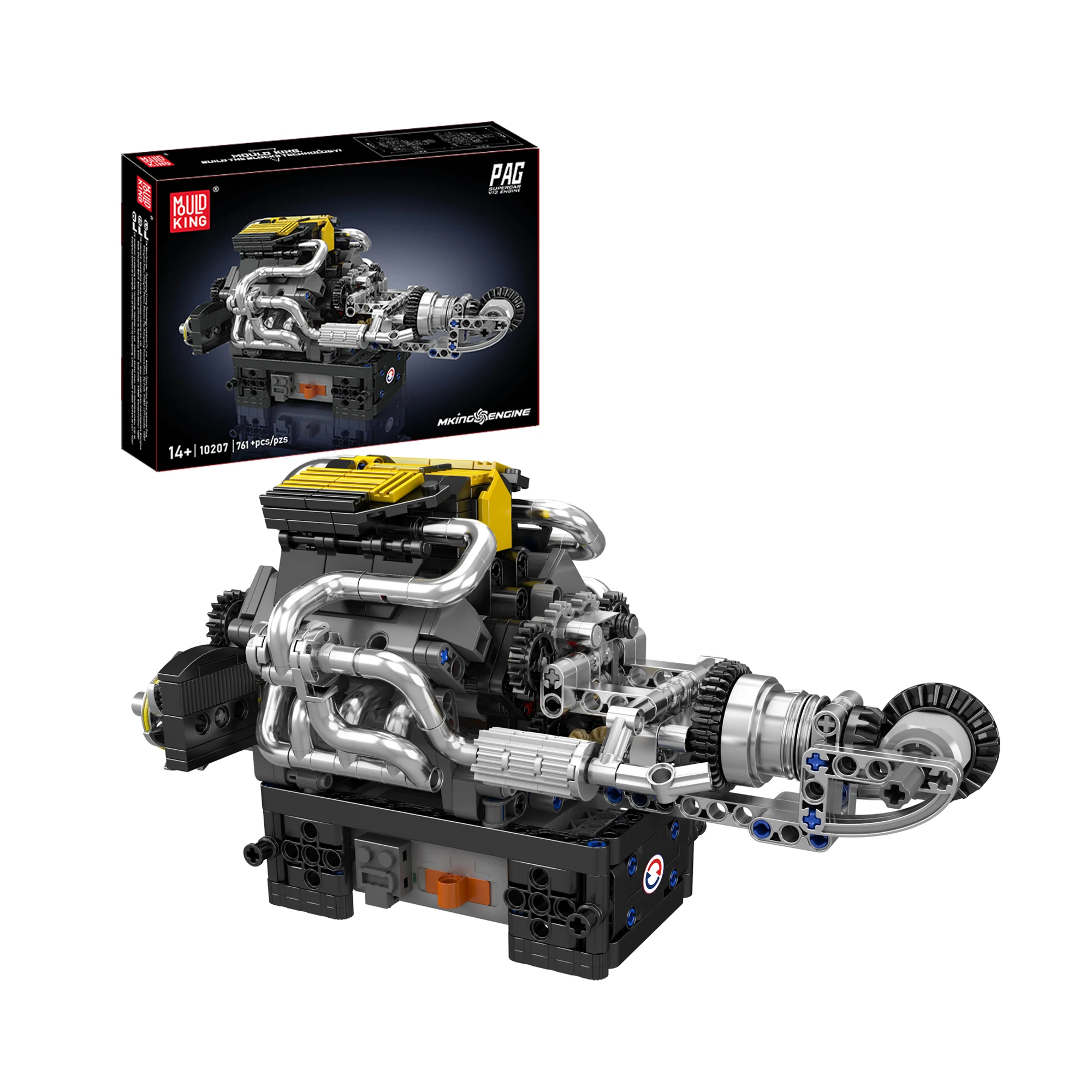 Mould King 10207 PAG Turbocharged V8 Engine Building Set | 761 Pcs