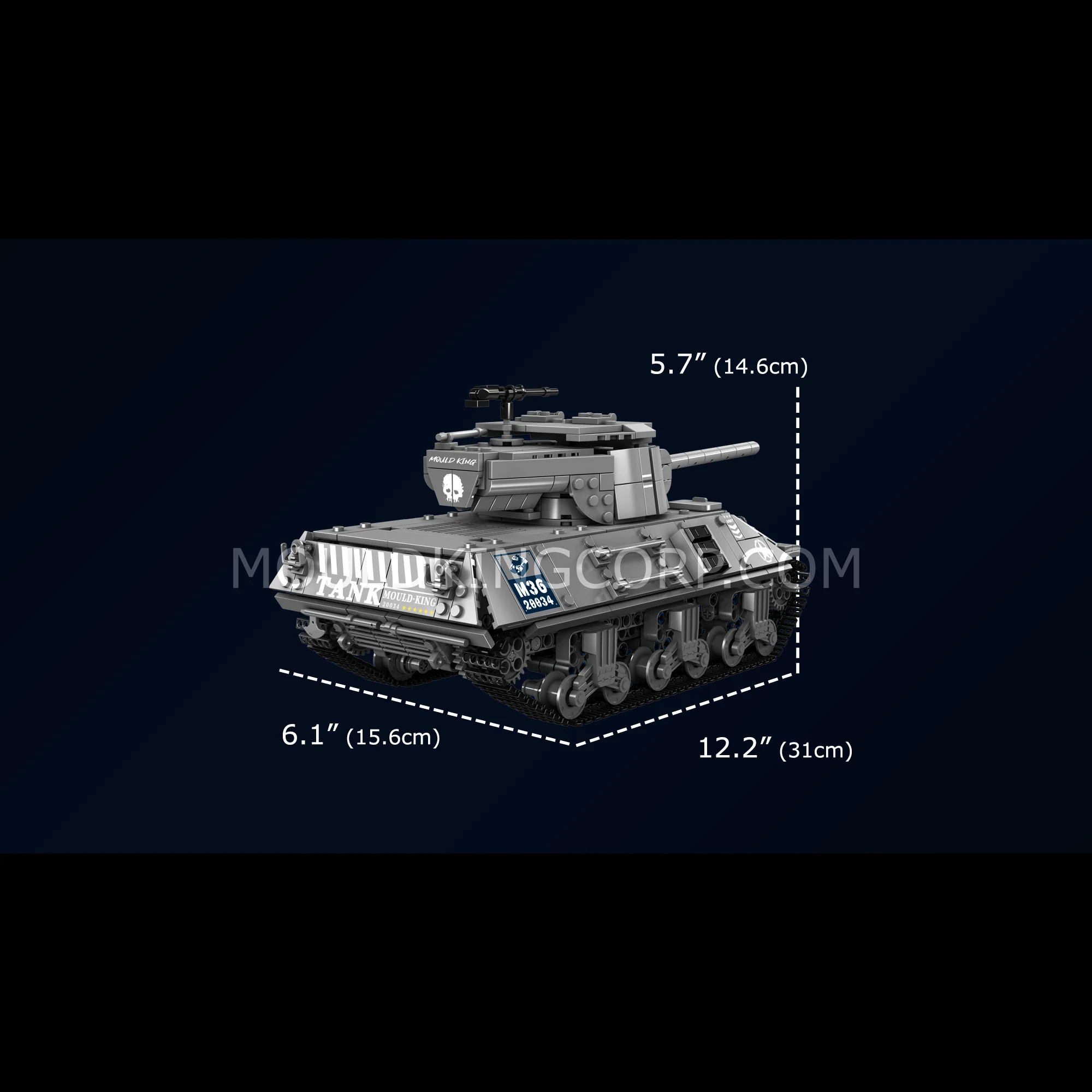 Mould King 20034 Pershing Heavy Tank Building Set | 1,057 Pcs - Image 6