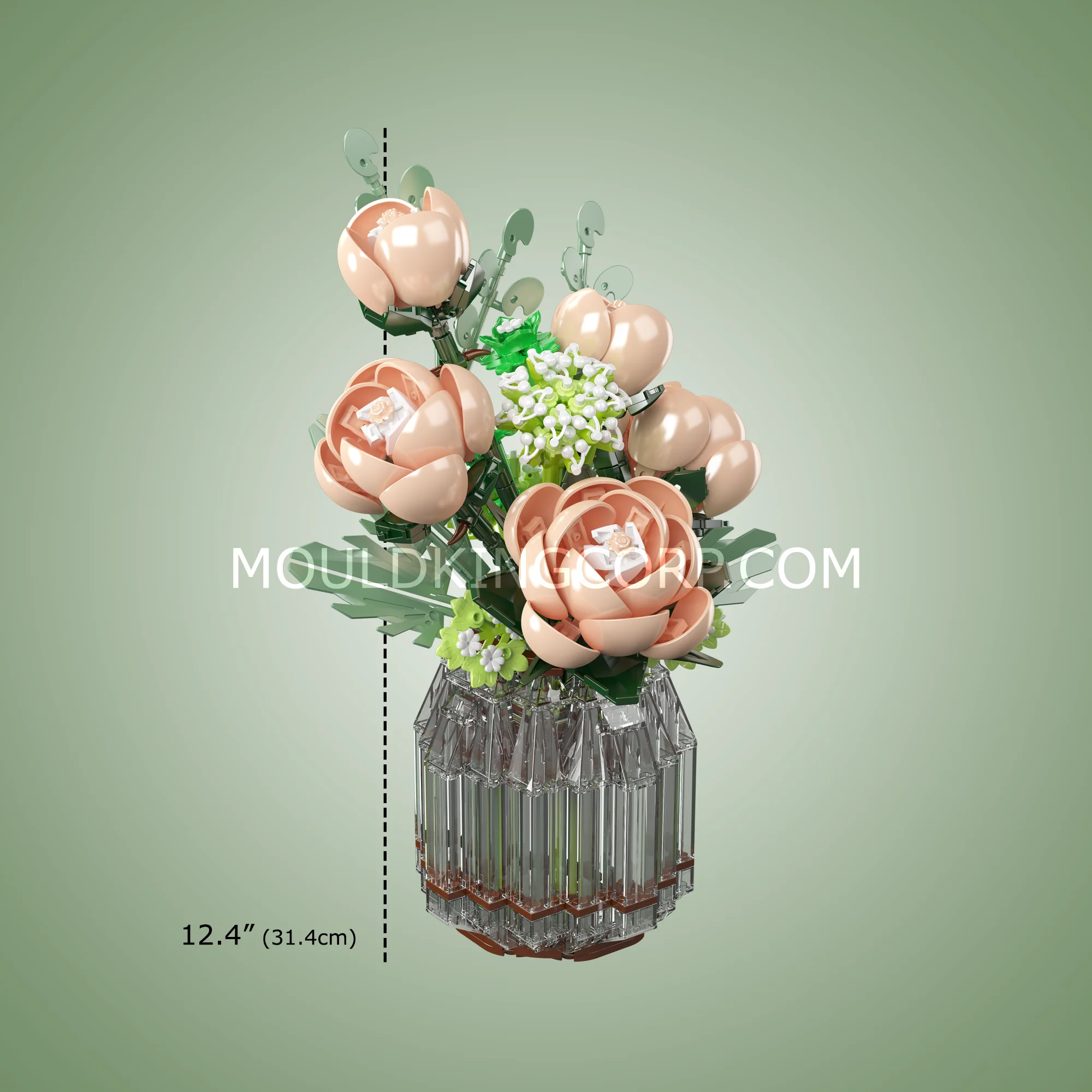 Mould King 24109 White Rose Flower Bouquet Building Set | 981 Pcs - Image 6