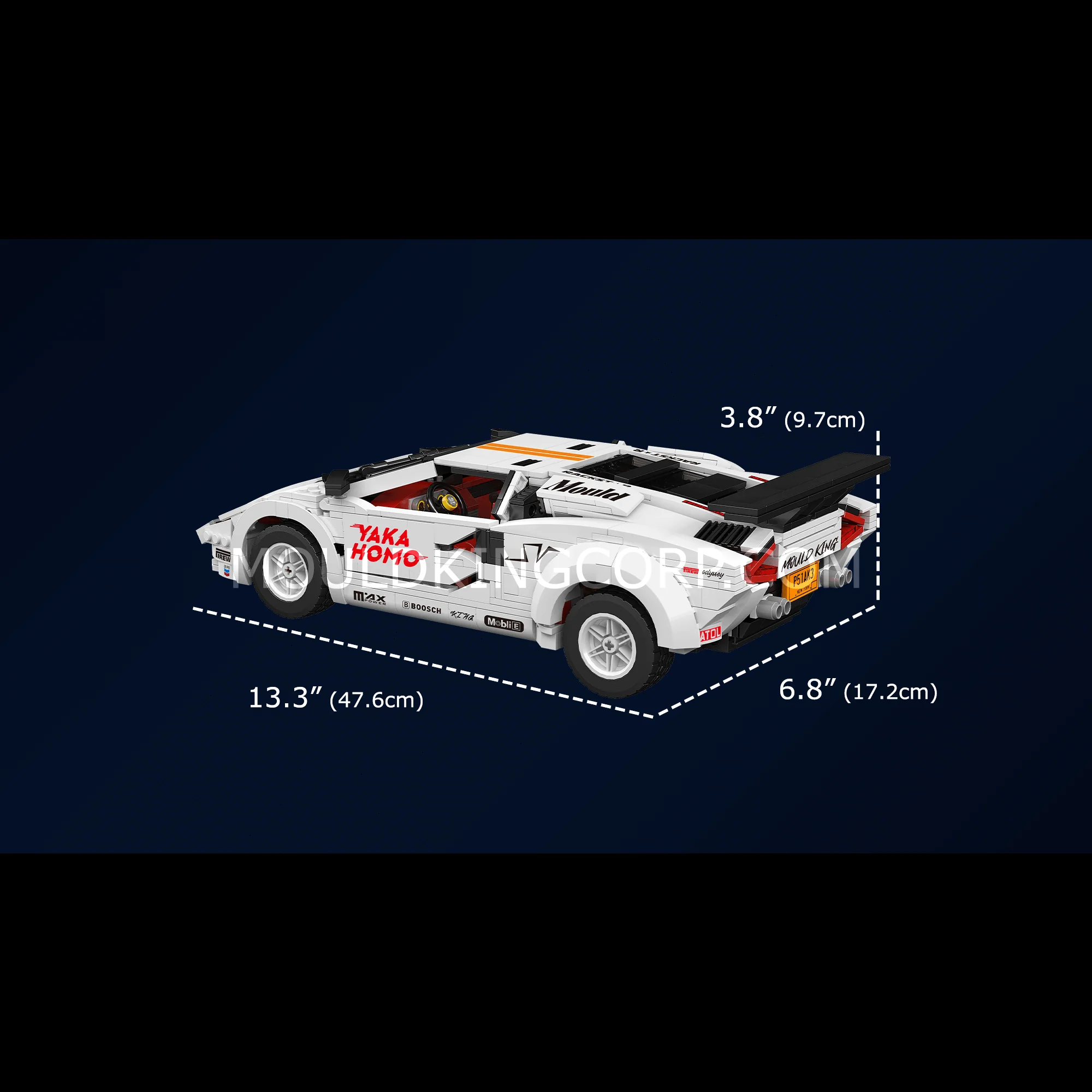 MOULD KING 10045 80S Italian Bull Coutach Sports Car Building Set | 1,495 PCS - Image 6