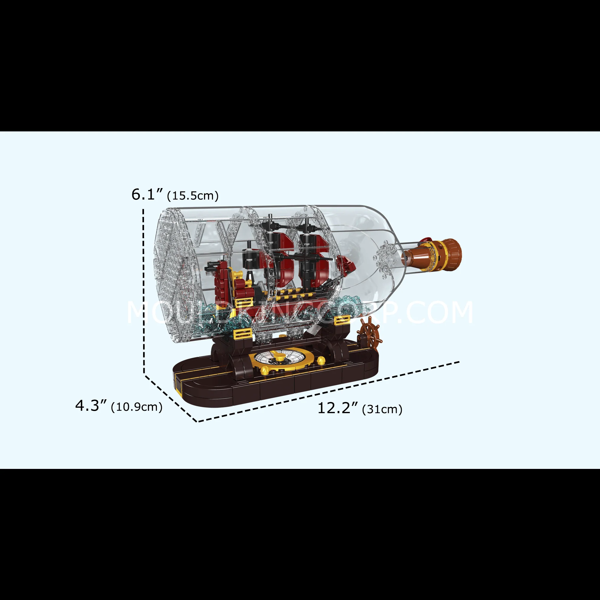 Mould King 10085 The Mini Queen Revenger Ship-In-a-Bottle Building Set | 885 Pcs - Image 6