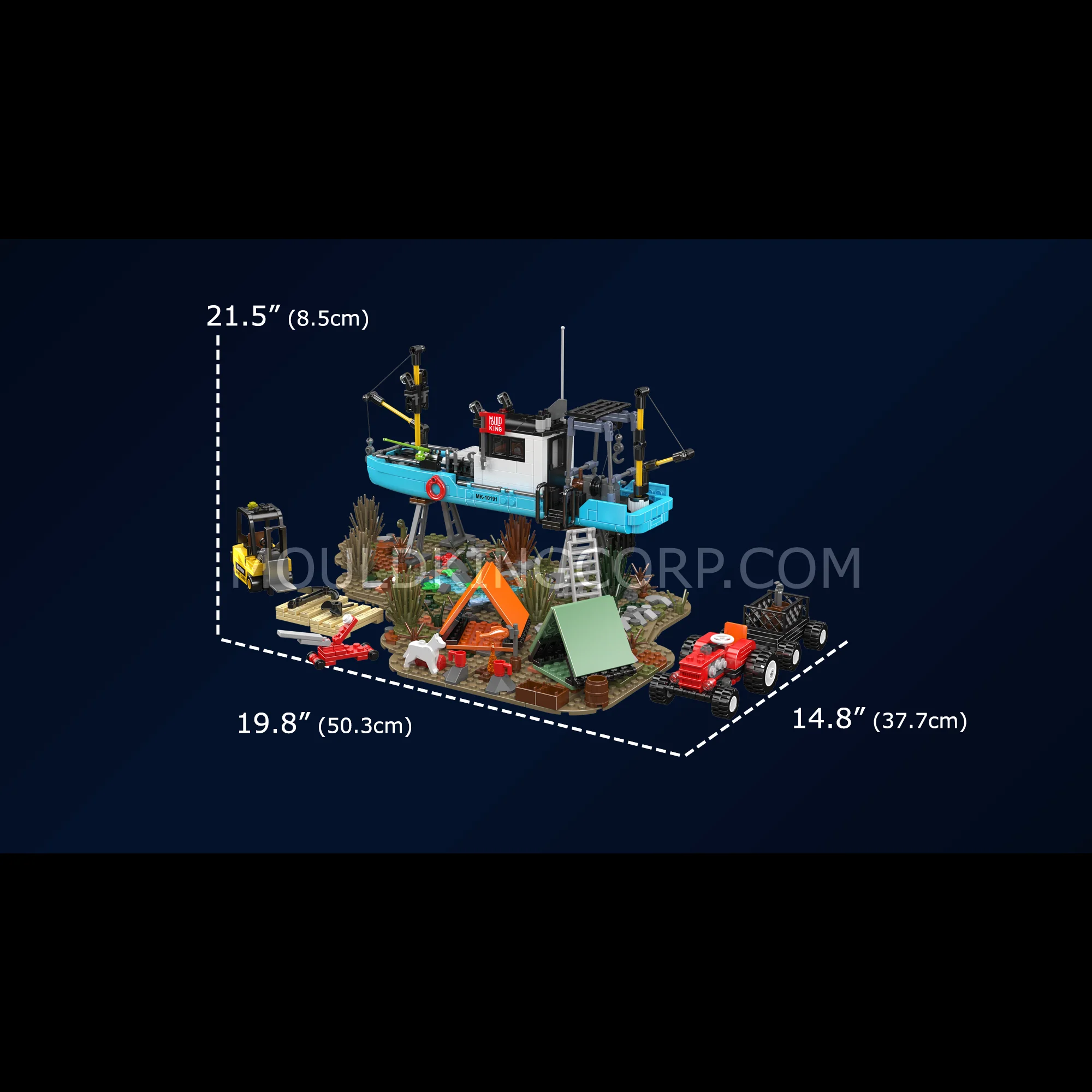 Mould King 10191 Fishing Boat Repair Yard Building Set | 1234 Pcs - Image 6