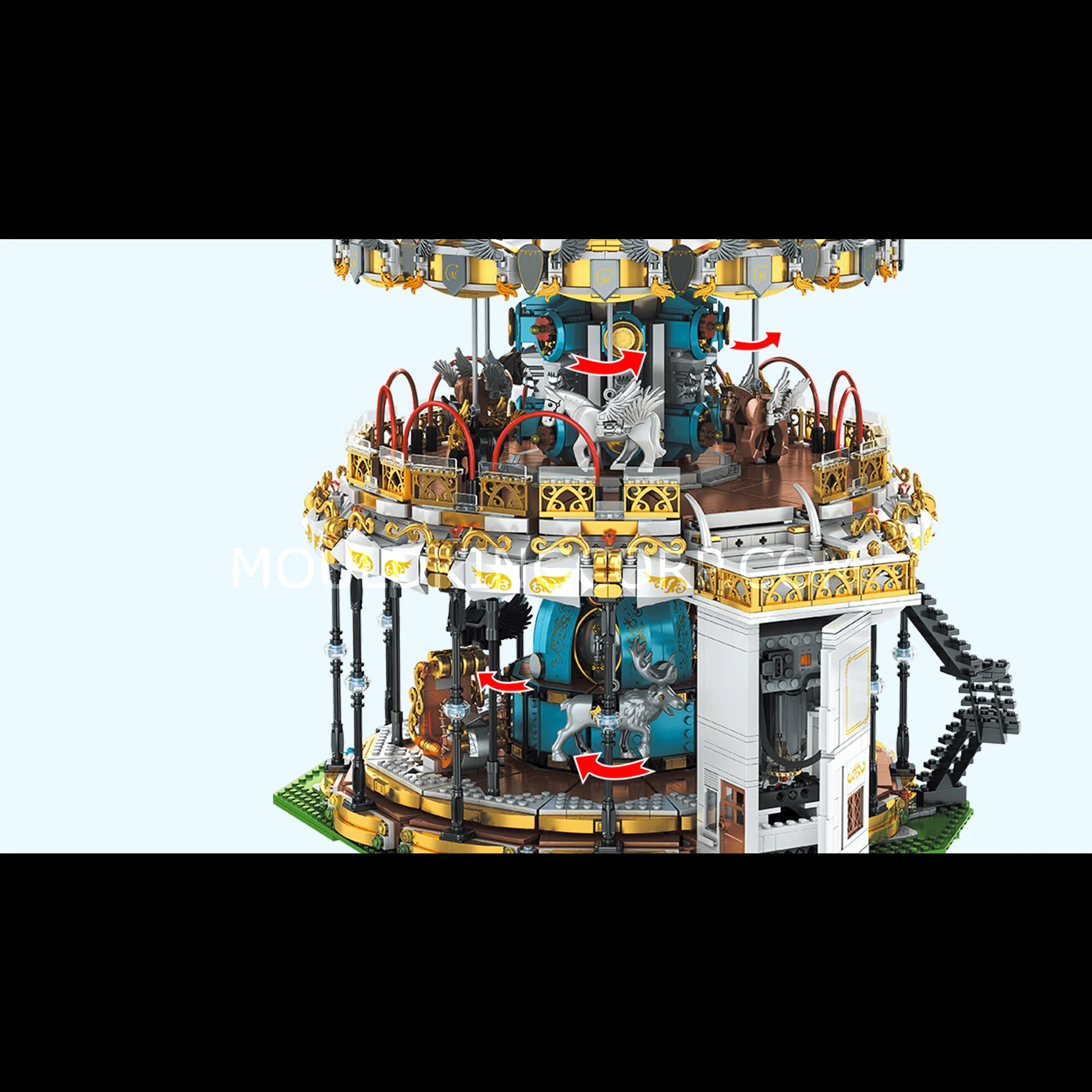 MOULD KING 11011 Motorized Carousel with Led Lights Building Set | 5,086 PCS - Image 5