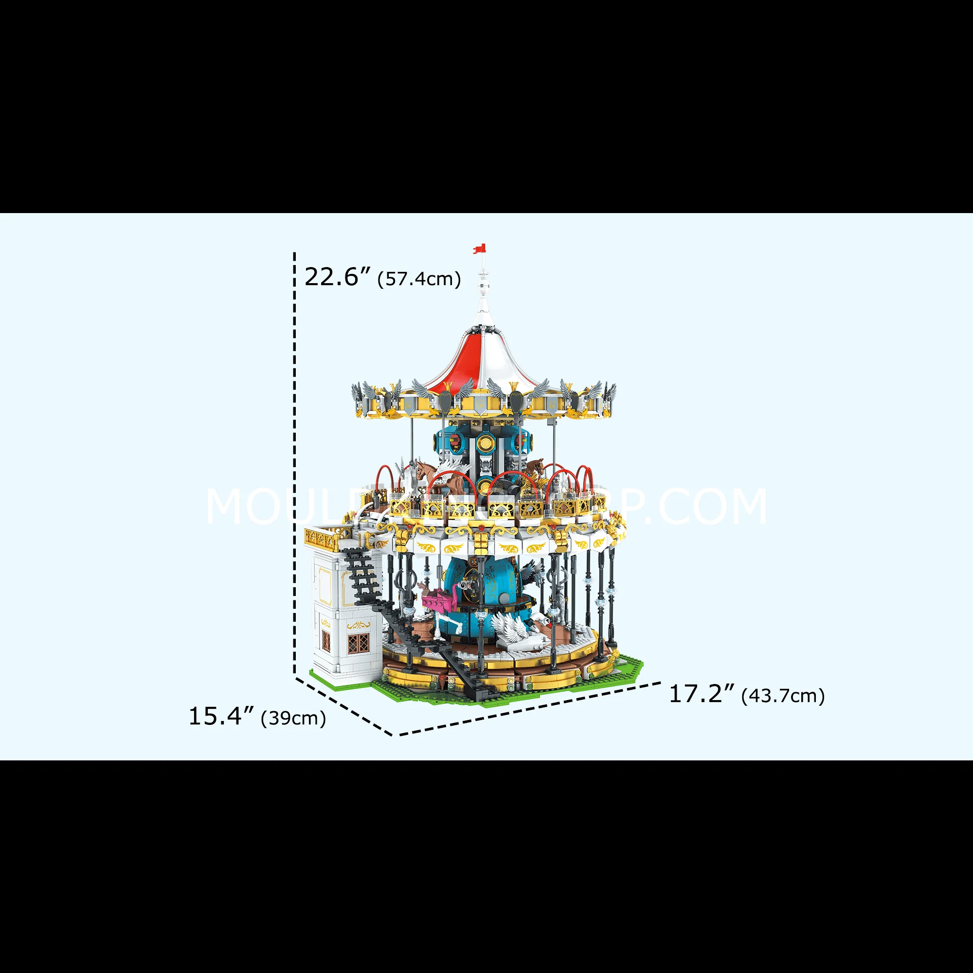 MOULD KING 11011 Motorized Carousel with Led Lights Building Set | 5,086 PCS - Image 6