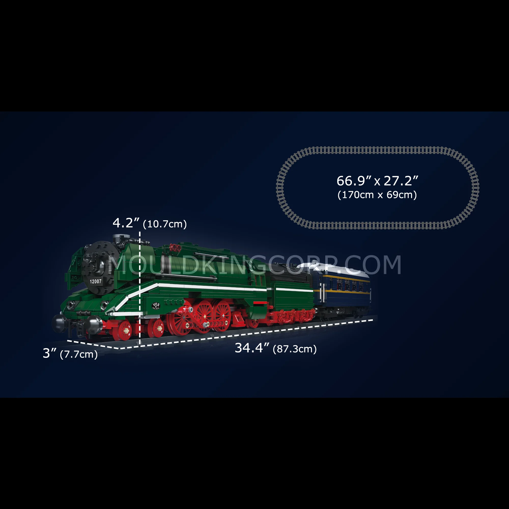 MOULD KING 12007 BR18 201 German Express Train Remote Controlled Building Set | 2,348 PCS - Image 6